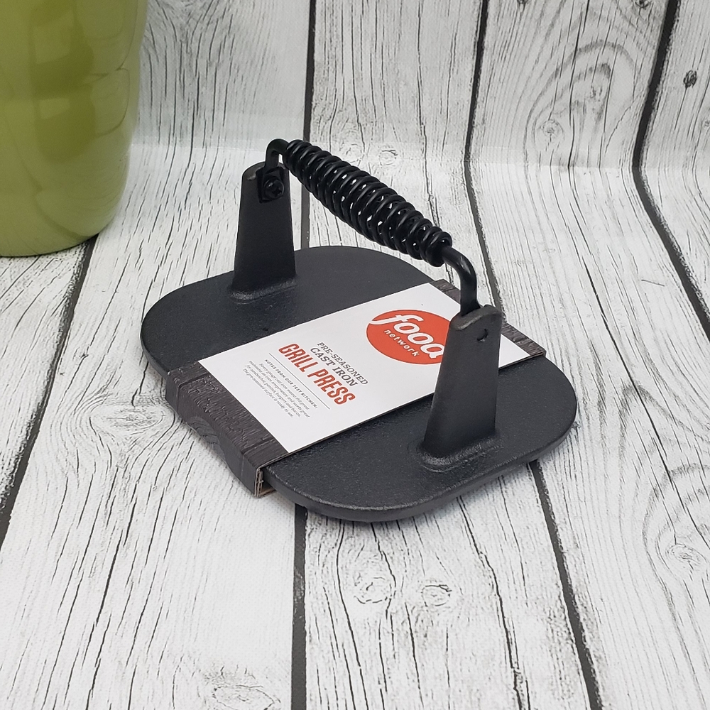 Food Network Pre-Seasoned Cast-Iron Grill Press